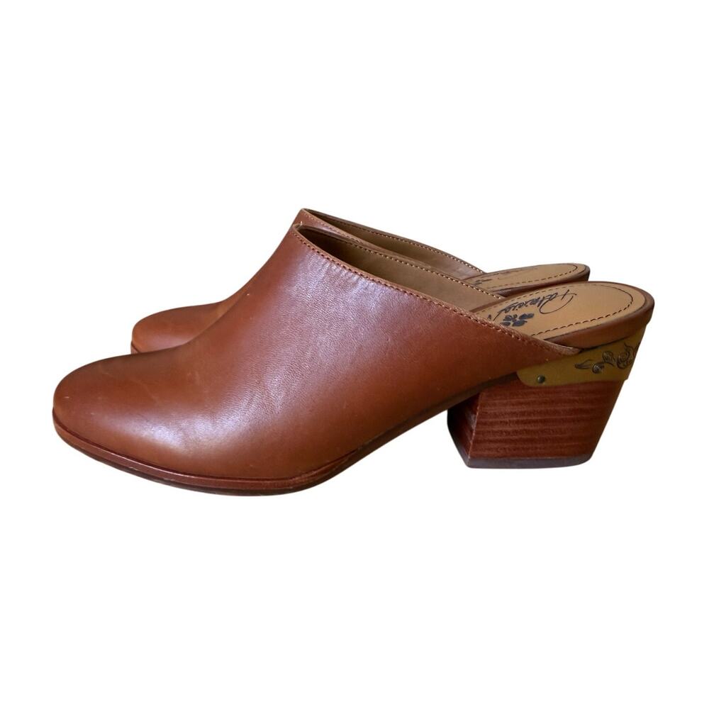 Patricia Nash Michaela Brown Leather Brass Trim Western Mule Slip-On Size 8
